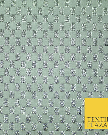 Gold Silver Geometric Check Metallic Foil Shiny LAME Banarsi Dress Fabric Disco
