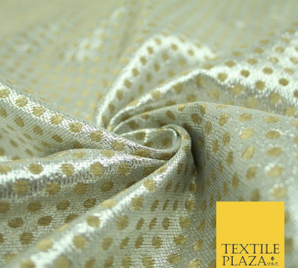 Silver Gold Circle Diamond Shimmer Metallic Foil Shiny LAME Banarsi Dress Fabric