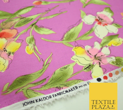 John Kaldor Baby Pink Large Floral Leafy Premium Georgette Dress Fabric 2630