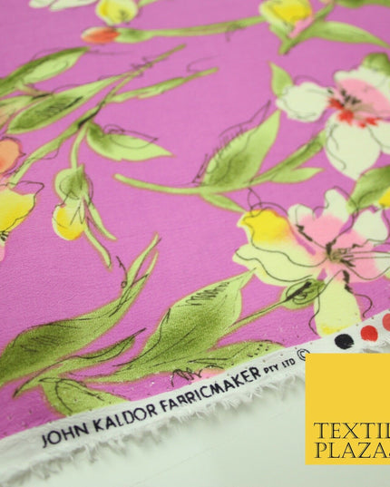 John Kaldor Baby Pink Large Floral Leafy Premium Georgette Dress Fabric 2630