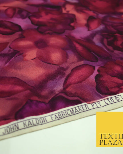 John Kaldor Abstract Watercolour Plum Floral Premium Georgette Dress Fabric 2629