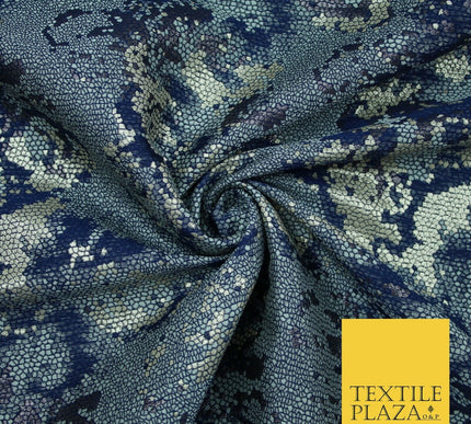 Navy Blue Pixel Beehive Snake Grid Metallic Brocade Jacquard Dress Fabric 2647