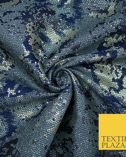 Navy Blue Pixel Beehive Snake Grid Metallic Brocade Jacquard Dress Fabric 2647