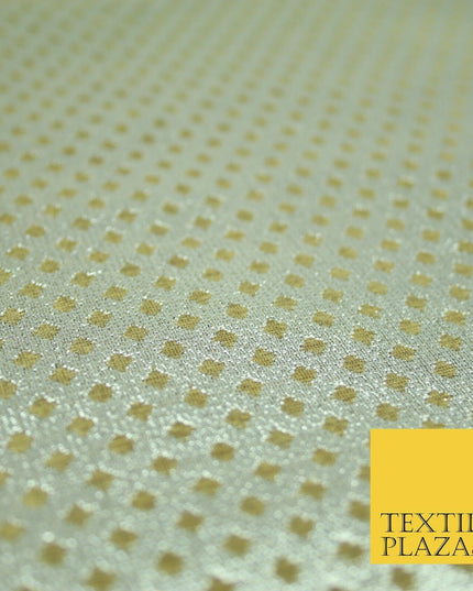 Silver Gold Circle Diamond Shimmer Metallic Foil Shiny LAME Banarsi Dress Fabric