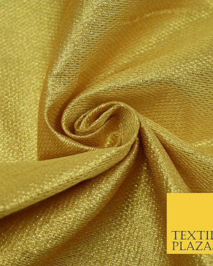 Gold Intricate Striped Shimmer Metallic Foil Shiny LAME Banarsi Dress Fabric
