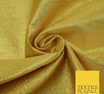 Gold Intricate Striped Shimmer Metallic Foil Shiny LAME Banarsi Dress Fabric