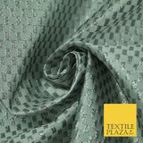 Gold Silver Geometric Check Metallic Foil Shiny LAME Banarsi Dress Fabric Disco