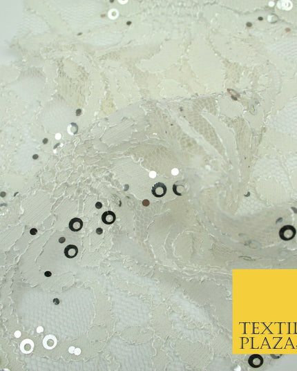 Luxury Floral Ring Sequin Net Corded Lace Bridal Dress Fabric Fashion Craft