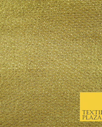 Gold Intricate Striped Shimmer Metallic Foil Shiny LAME Banarsi Dress Fabric