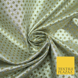 Silver Gold Circle Diamond Shimmer Metallic Foil Shiny LAME Banarsi Dress Fabric