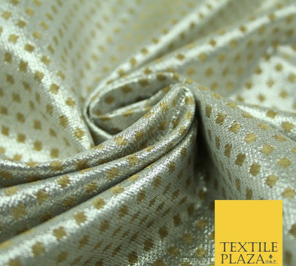 Silver Gold Circle Diamond Shimmer Metallic Foil Shiny LAME Banarsi Dress Fabric