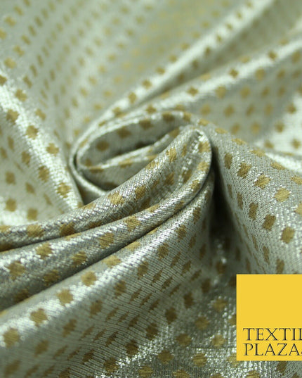 Silver Gold Circle Diamond Shimmer Metallic Foil Shiny LAME Banarsi Dress Fabric