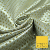 Silver Gold Circle Diamond Shimmer Metallic Foil Shiny LAME Banarsi Dress Fabric