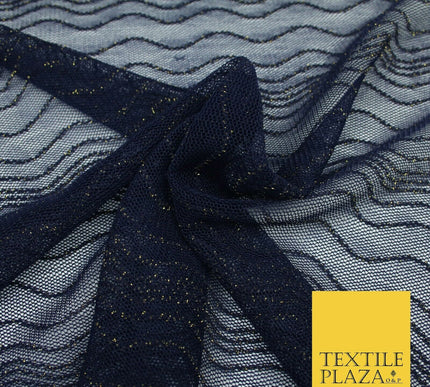 Glitter Shimmer Banded Waves Power Stretch Net Fabric Dress Sparkle Dancewear