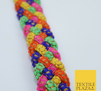 Multicolour Rainbow Rope Plait Trimming Border Ribbon Indian Ethnic Edging X296