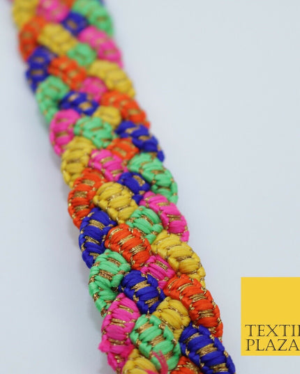Multicolour Rainbow Rope Plait Trimming Border Ribbon Indian Ethnic Edging X296