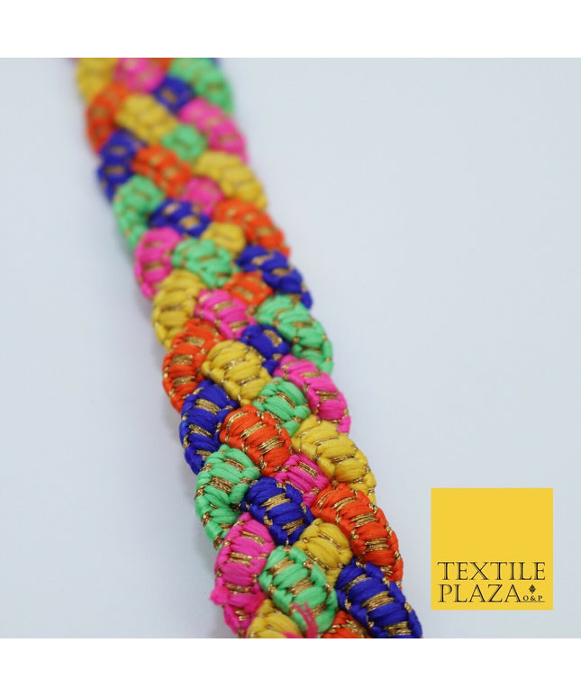 Multicolour Rainbow Rope Plait Trimming Border Ribbon Indian Ethnic Edging X296