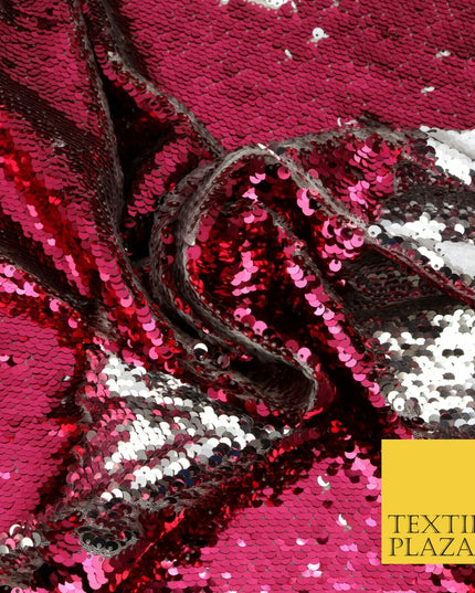 Reversible PINK & SILVER MERMAID SEQUIN Fabric 2 Colour Way Changing Net 1526