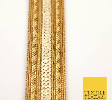 Antique Gold Double Rope Sequin Trimming Border Ribbon Indian Ethnic Trim X291
