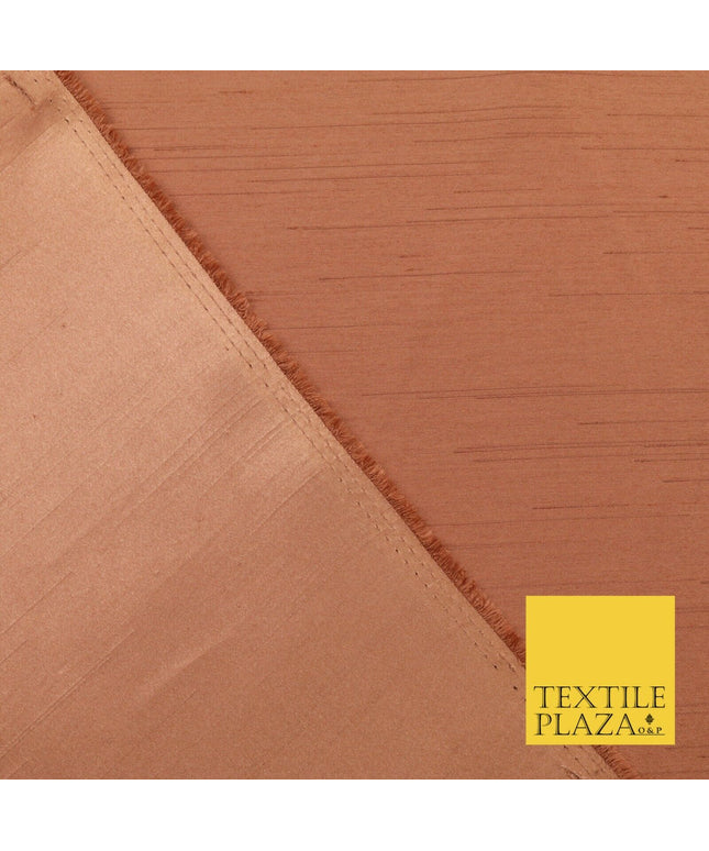 TERRACOTTA Satin Backed Dupion SHANTUNG Raw Silk Fabric 100% Polyester 45" 1520