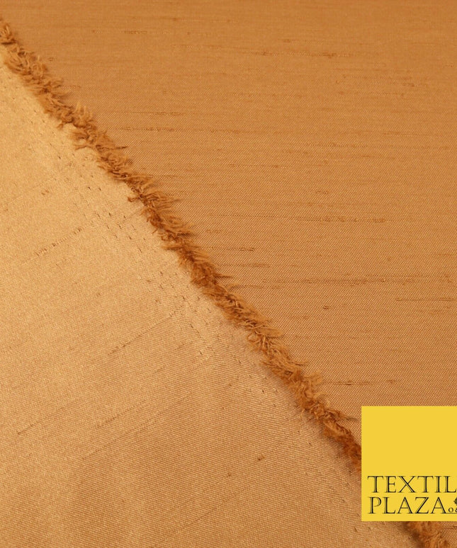 TAN Satin Backed Dupion SHANTUNG Raw Silk Fabric 100% Polyester 45" 1522