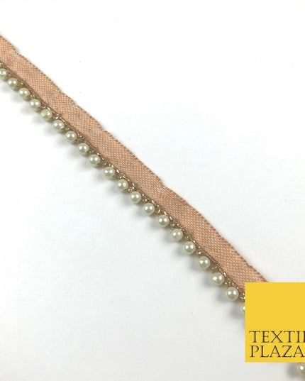 Ivory White Pearl Bead Trimming Border Ribbon Indian Ethnic Trim Edging X298