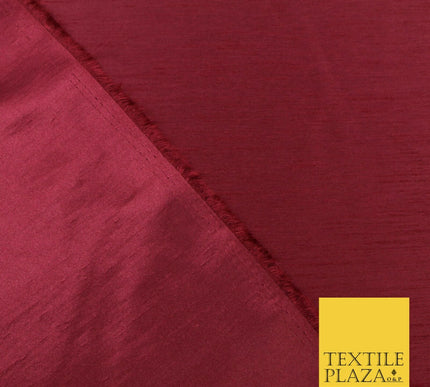 BURGUNDY Satin Backed Dupion SHANTUNG Raw Silk Fabric 100% Polyester 45" 1521