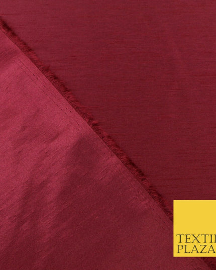 BURGUNDY Satin Backed Dupion SHANTUNG Raw Silk Fabric 100% Polyester 45" 1521