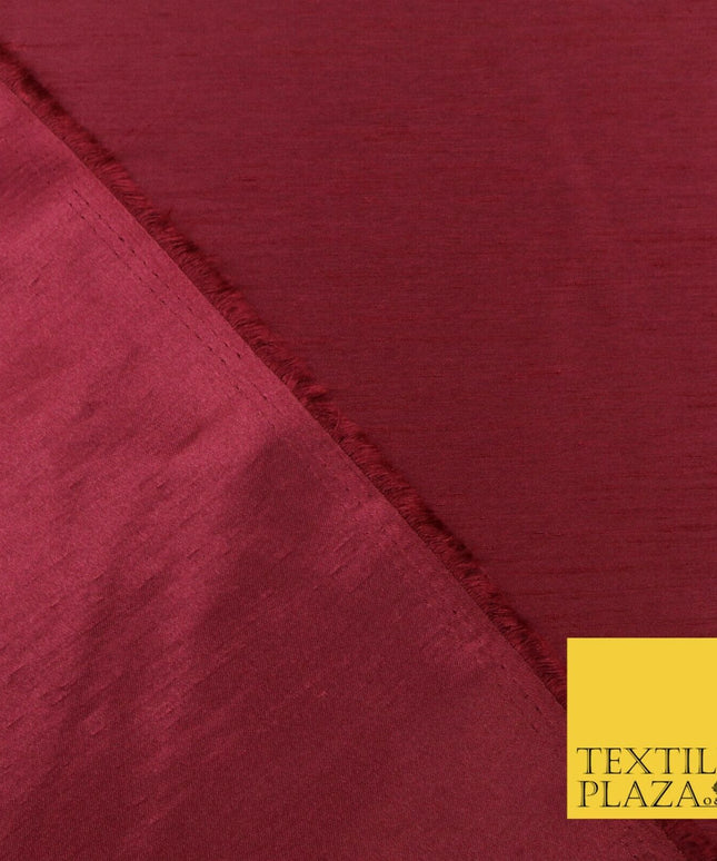 BURGUNDY Satin Backed Dupion SHANTUNG Raw Silk Fabric 100% Polyester 45" 1521