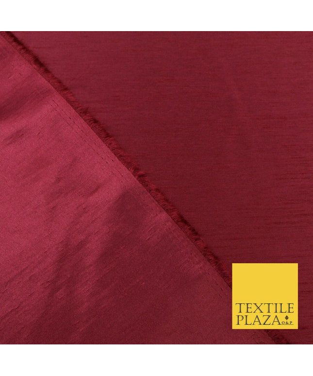 BURGUNDY Satin Backed Dupion SHANTUNG Raw Silk Fabric 100% Polyester 45" 1521