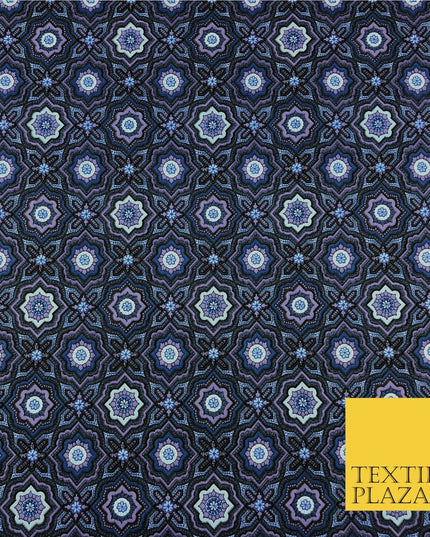 Dark Purple Kaleidoscope Geometric Cotton Print Fabric Dress Craft FD782