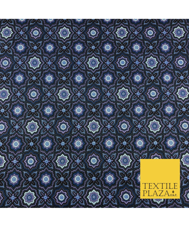 Dark Purple Kaleidoscope Geometric Cotton Print Fabric Dress Craft FD782