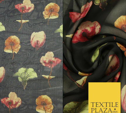 Floral Floating Multicolour Flowers Printed Sheen Soft Georgette Dress Fabric