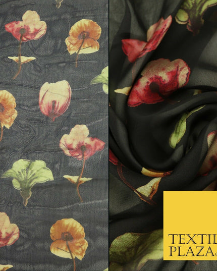 Floral Floating Multicolour Flowers Printed Sheen Soft Georgette Dress Fabric