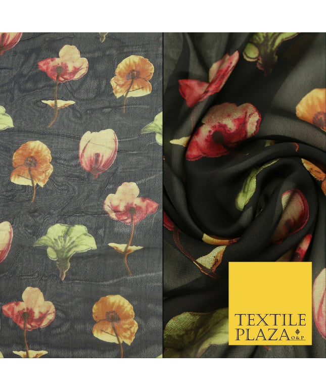 Floral Floating Multicolour Flowers Printed Sheen Soft Georgette Dress Fabric