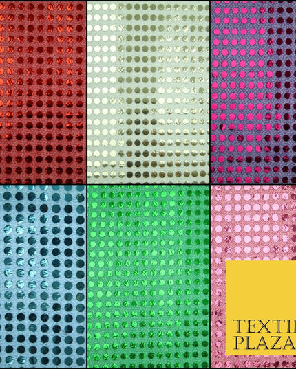 Glitzy 5mm Sequin Hologram Stretch Fabric Shiny Sparkly FancyDress Dance Costume