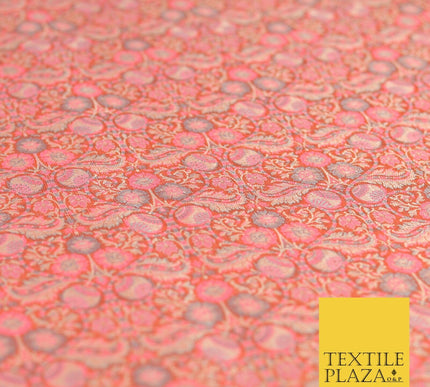Peach Luxury Intricate Floral PURE Benarsi Brocade Woven Dress Fabric Fancy 1753