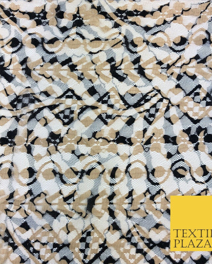 Diamond Check Mixed Black & Gold Net Lace Fabric Trendy Dress Fashion 45" GE830