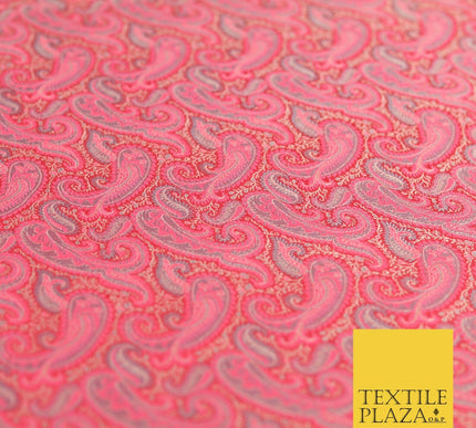 Hot Pink Luxury Paisleys PURE Benarsi Brocade Woven Dress Fabric Fancy 1743