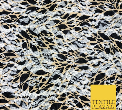 Cobweb Webbed Black & Gold Net Lace Fabric Trendy Dress Fashion 45" GE827