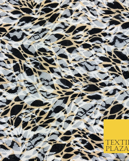 Cobweb Webbed Black & Gold Net Lace Fabric Trendy Dress Fashion 45" GE827