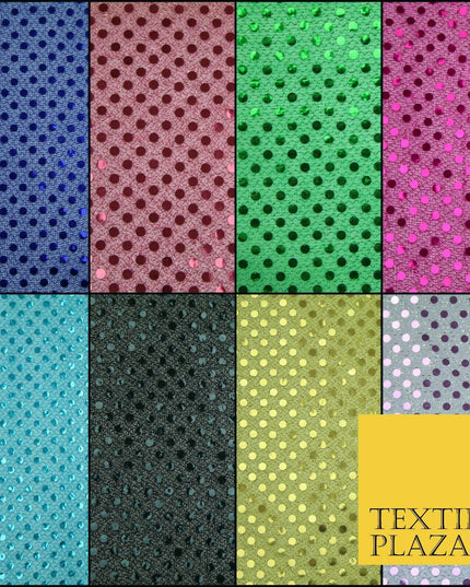 Glitzy 4mm Sequin Hologram Stretch Fabric Shiny Sparkly FancyDress Dance Costume