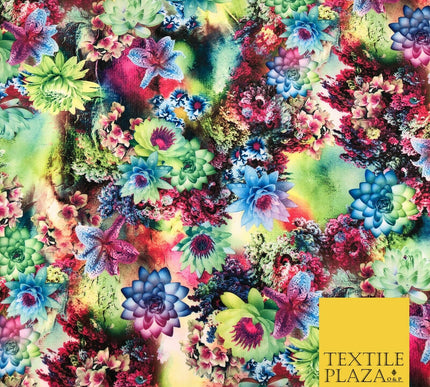 High Quality Multicolour Floral Digital Print Scuba Fabric Stretch Jersey 1414