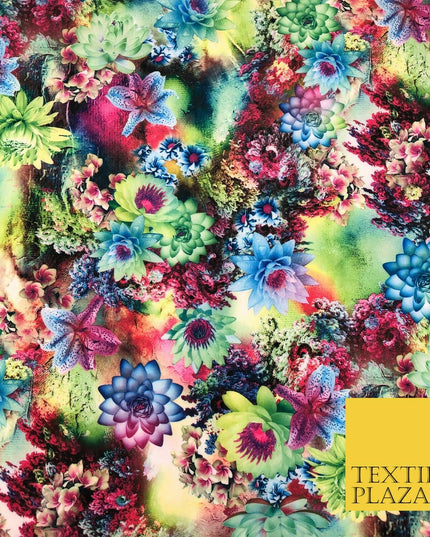High Quality Multicolour Floral Digital Print Scuba Fabric Stretch Jersey 1414