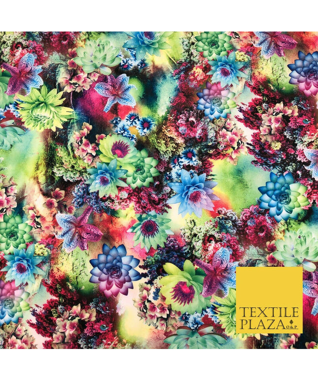 High Quality Multicolour Floral Digital Print Scuba Fabric Stretch Jersey 1414