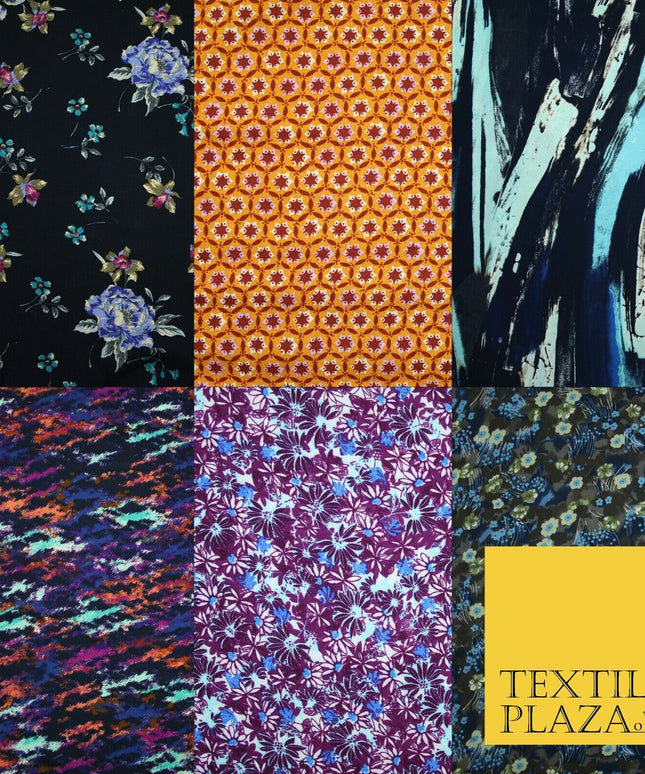 High Quality Floral Abstract Spun Rayon Viscose Dress Print Fabric Craft Summer