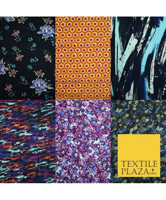 High Quality Floral Abstract Spun Rayon Viscose Dress Print Fabric Craft Summer
