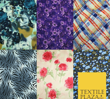 Mix Floral Animal Abstract Printed Fine Crepe Polyester Summer Dress Fabric 58"