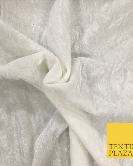 WHITE/IVORY Luxury Crushed Velvet Fabric Upholstery Sofa Cushions Curtains PD23