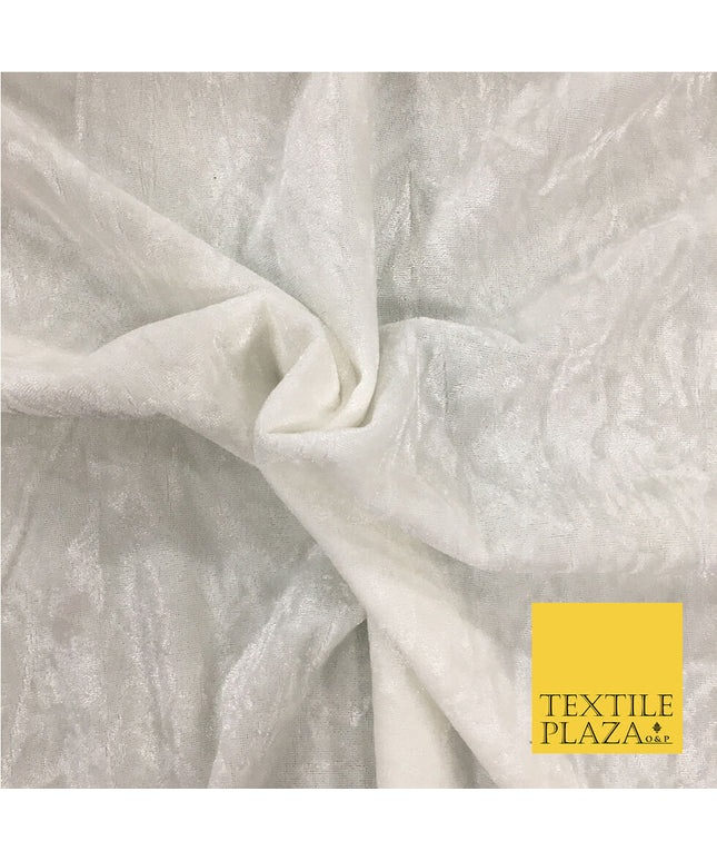 WHITE/IVORY Luxury Crushed Velvet Fabric Upholstery Sofa Cushions Curtains PD23